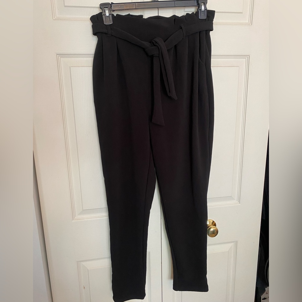 Black paperbag pants